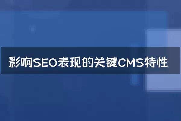 影响SEO表现的关键CMS特性