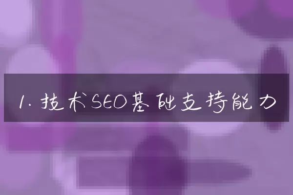 1. 技术SEO基础支持能力