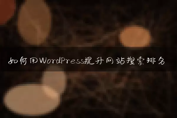如何用WordPress提升网站搜索排名