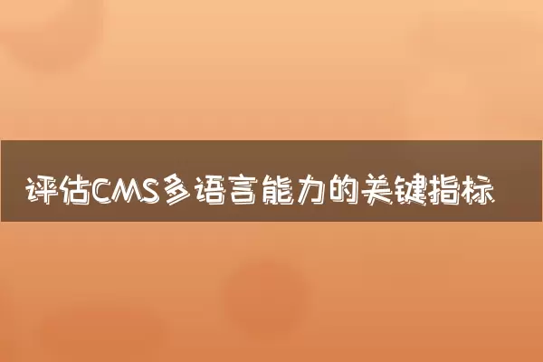 评估CMS多语言能力的关键指标