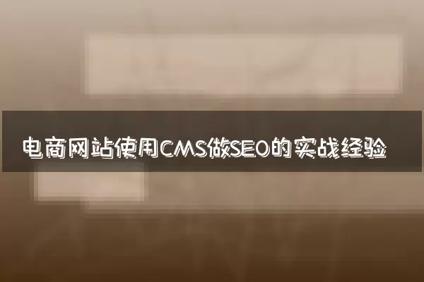 电商网站使用CMS做SEO的实战经验
