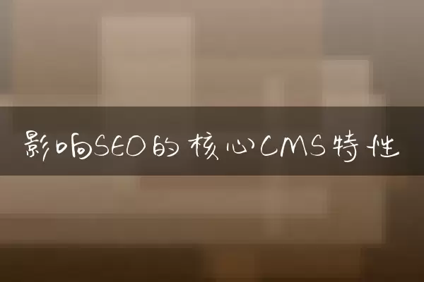 影响SEO的核心CMS特性
