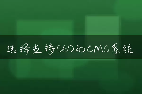 选择支持SEO的CMS系统